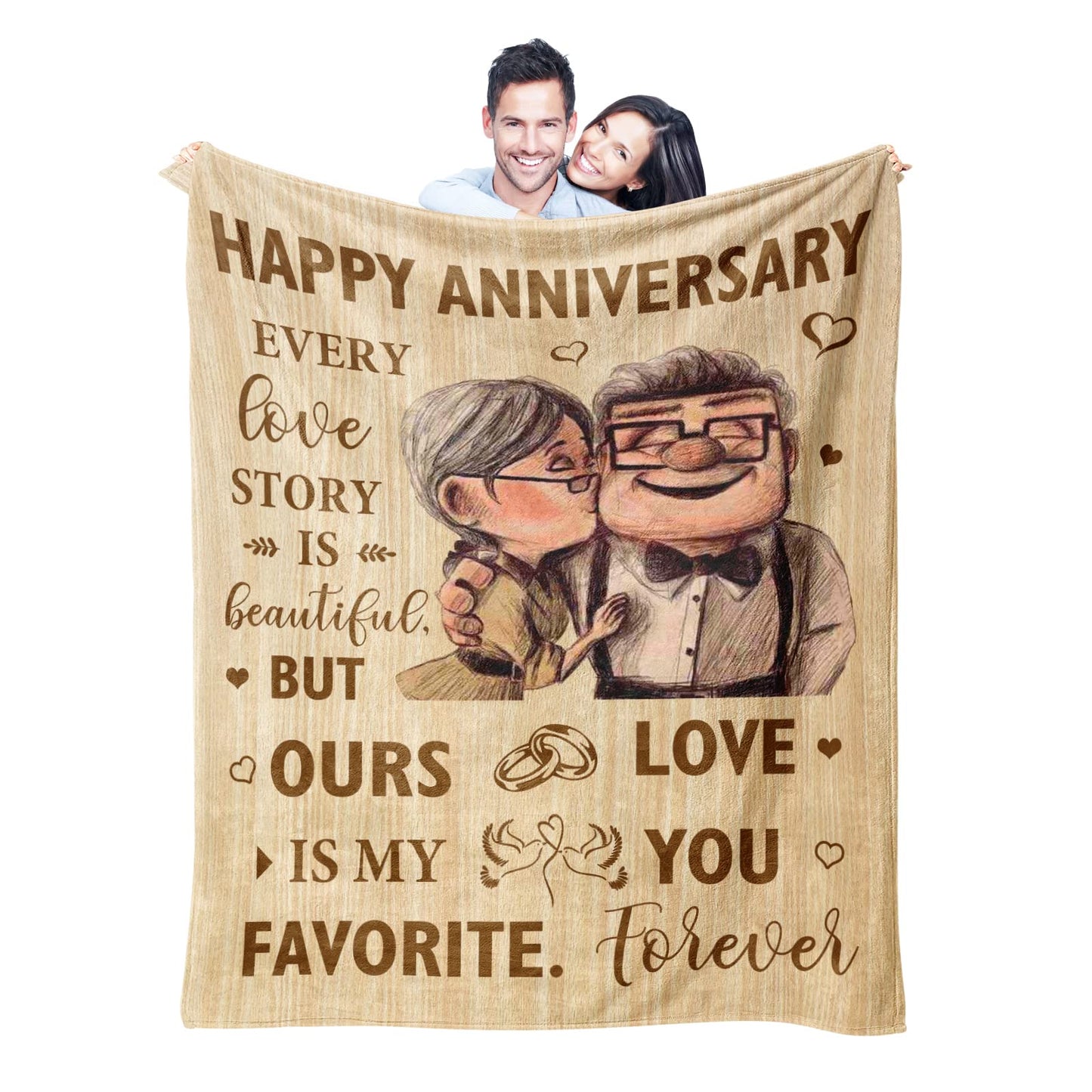 Wedding Anniversary Blanket Gifts for Him Her Wife Husband Men Women, Best Romantic Anniversary Marriage Gift for Couple Mom Parents, Happy Anniversary for Girlfriend Boyfriend Gifts Blanket 60"X 50" - The One Stop Deals