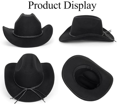 Western Cowboy Hat for Men Women Classic Roll Up Fedora Hat with Buckle Belt(Size:Medium) - The One Stop Deals