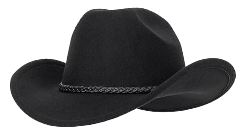 Western Cowboy Hat for Men Women Classic Roll Up Fedora Hat with Buckle Belt(Size:Medium) - The One Stop Deals