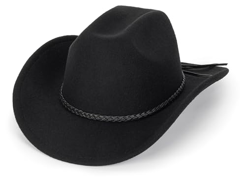 Western Cowboy Hat for Men Women Classic Roll Up Fedora Hat with Buckle Belt(Size:Medium) - The One Stop Deals