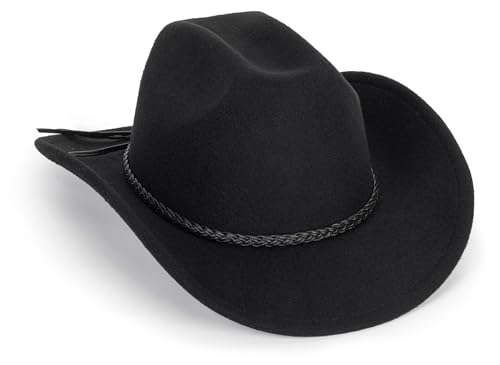 Western Cowboy Hat for Men Women Classic Roll Up Fedora Hat with Buckle Belt(Size:Medium) - The One Stop Deals