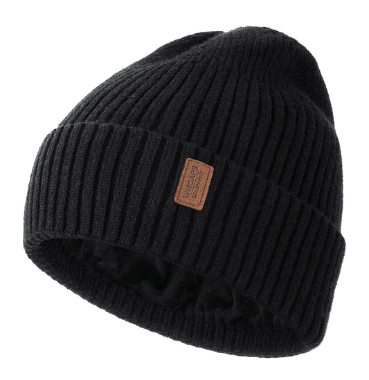 Wmcaps Warm Beanie for Men Women, Fleece Lined Beanie Warm Winter Caps Unisex Fashion Knit Cuffed Cap (Black) - The One Stop Deals