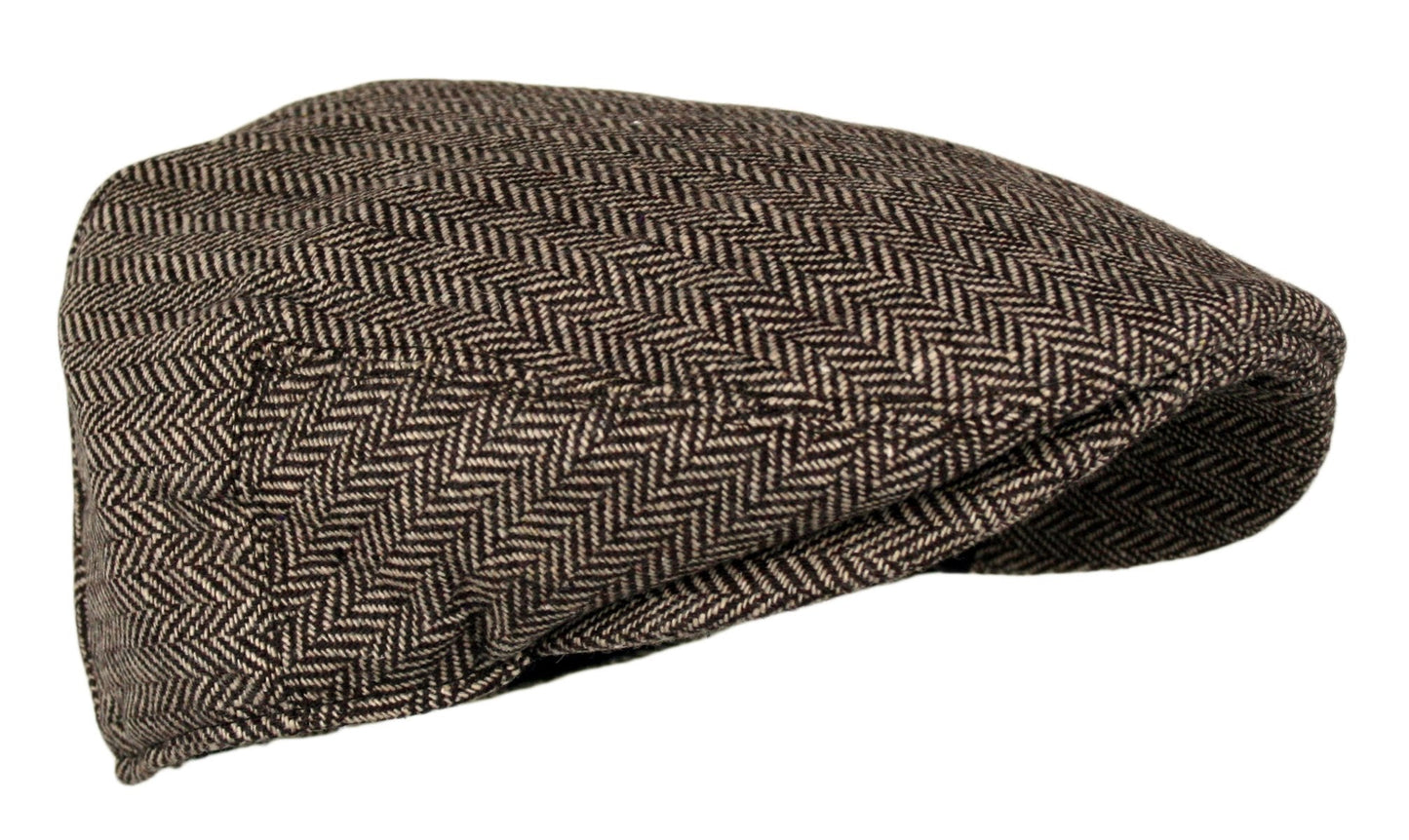 Wonderful Fashion Men's Classic Herringbone Tweed Wool Blend Newsboy Ivy Hat (Brown, SM) - The One Stop Deals