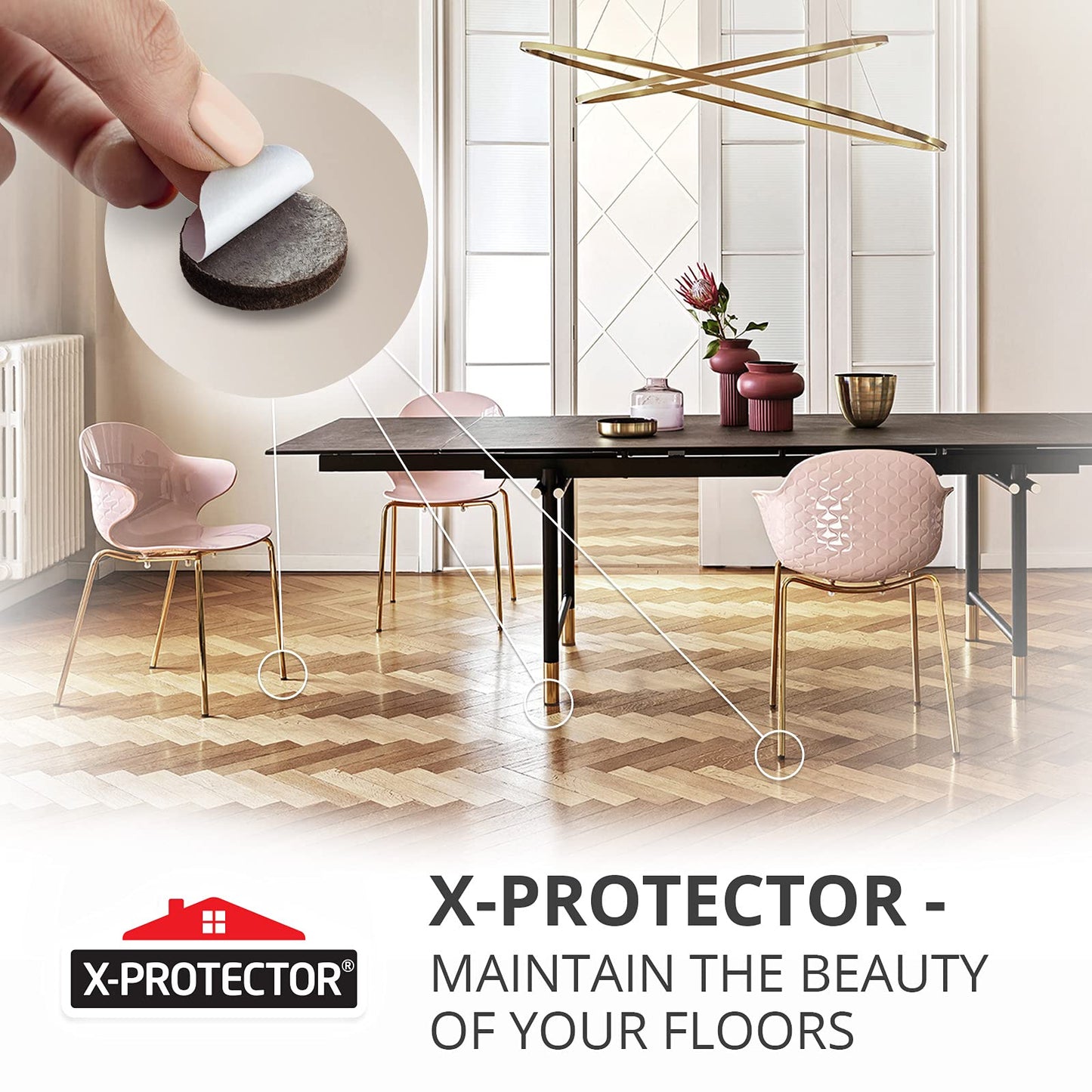 X - PROTECTOR Felt Furniture Pads - 56 PCS 3/4" - Felt Pads Floor Protectors - Chair Felt Pads - Felt Pads for Furniture Feet - Furniture Pads for Hardwood Floors - Protect Your Floors! (Brown, Round) - The One Stop Deals