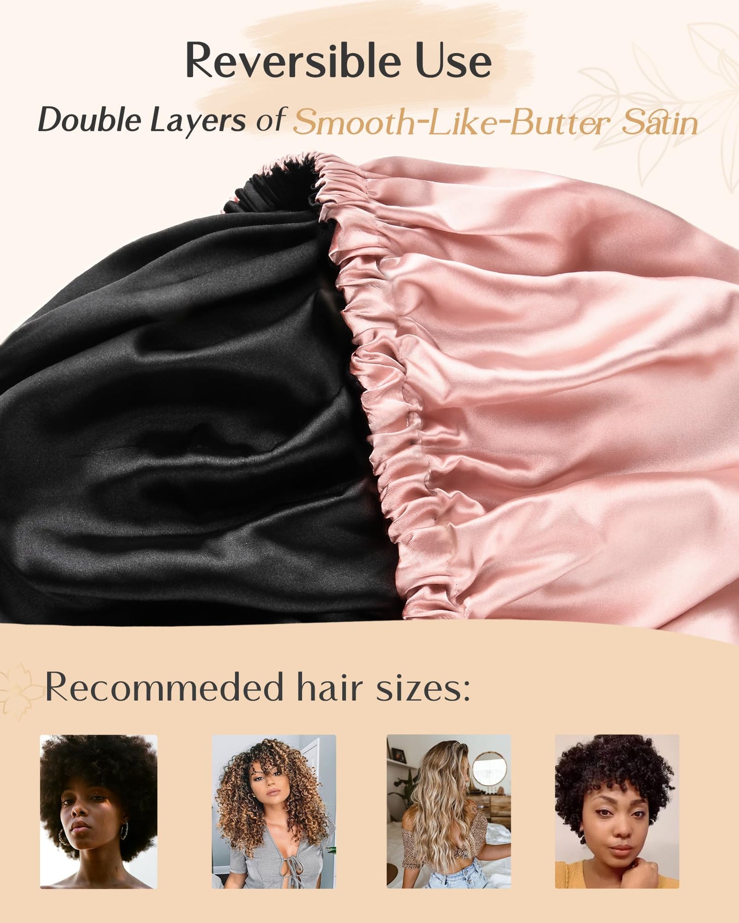 YANIBEST Double Layer Satin Bonnet Silk Bonnet Adjustable Hair Bonnet for Sleeping Hair Bonnets for Women Curly Natural Hair - The One Stop Deals