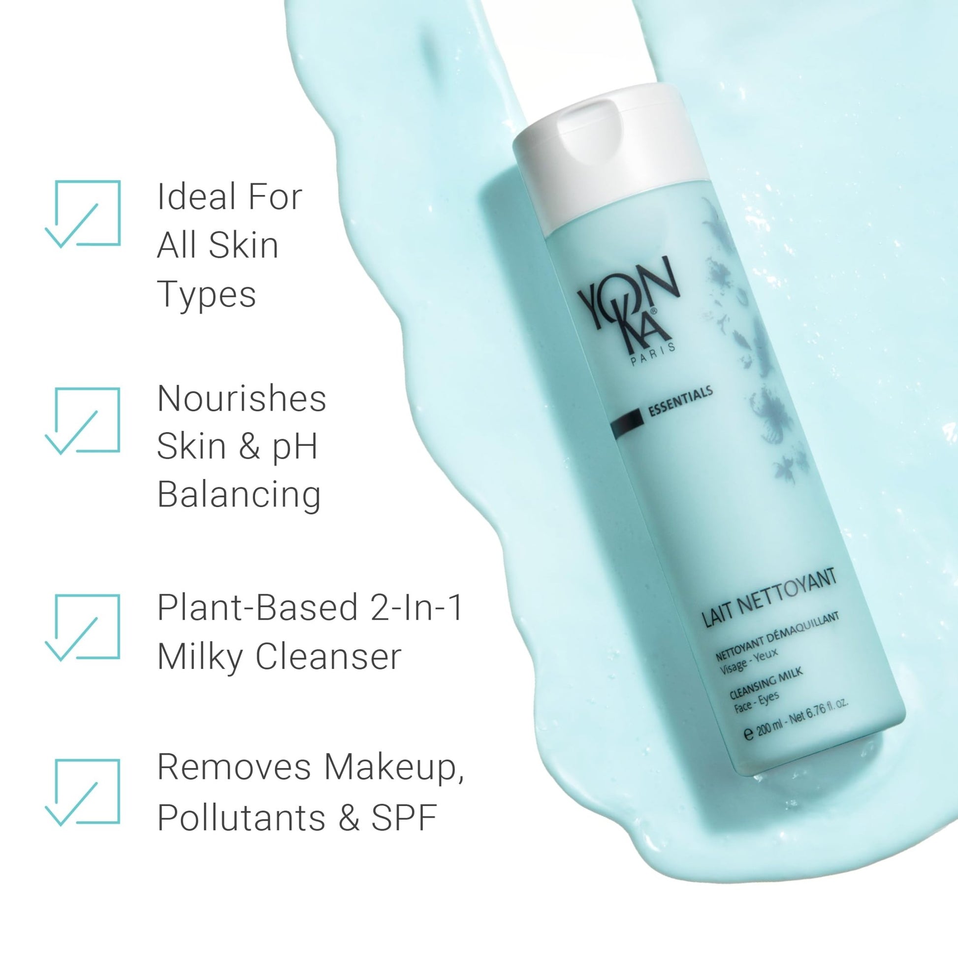 Yon - Ka Lait Nettoyant Facial Cleanser, Gentle Milk Cleanser & Makeup Remover, Daily Plant Based Wash, Moisturize and Balance Skins pH, All Skin Types, Paraben - Free - The One Stop Deals