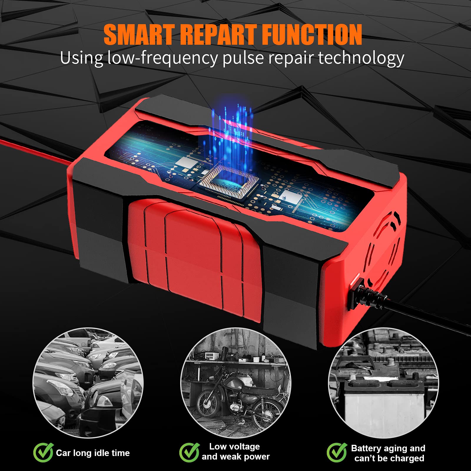 YONHAN Battery Charger 10 - Amp 12V and 24V Fully - Automatic Smart Car Battery Charger, Battery Maintainer Trickle Charger, and Battery Desulfator with Temperature Compensation - The One Stop Deals