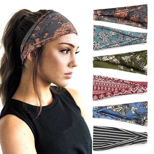 YONUF Boho Headbands For Women Fashion Wide Headband Yoga Workout Head Bands Hair Accessories Band 6 Pack - The One Stop Deals