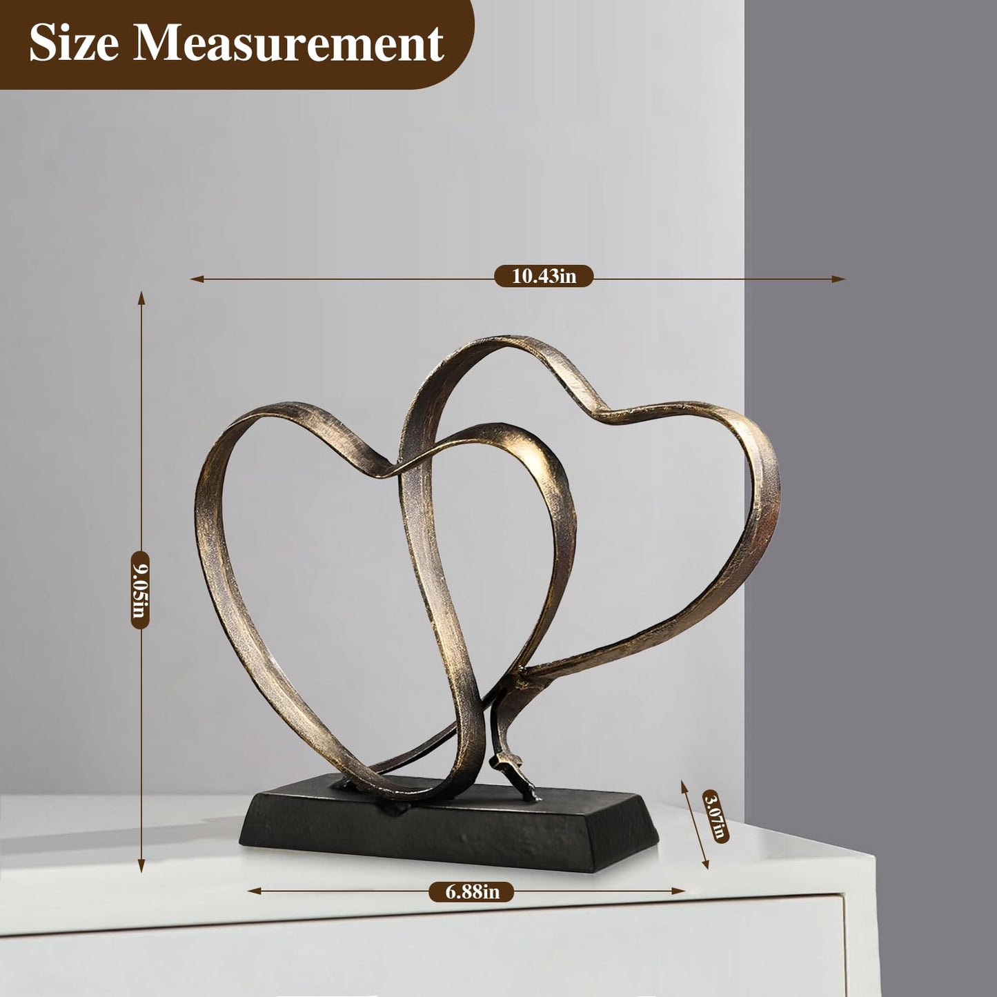 ysnn Anniversary Wedding Gifts for Couple Her Iron Heart Sculpture Religion Decor 1st to 60th Valentines Day Gift for Wife Husband Includes Present Box and Poem Card - The One Stop Deals