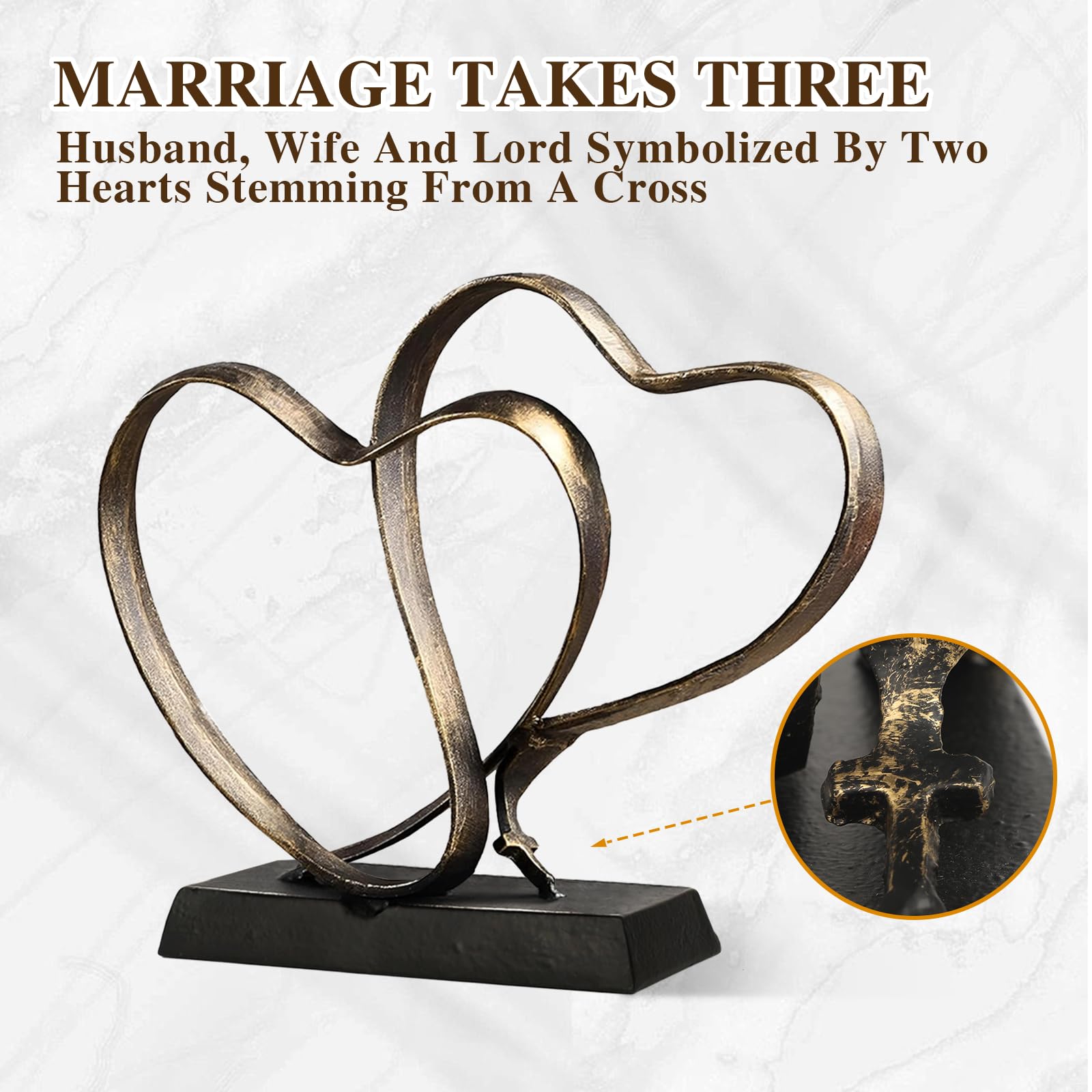 ysnn Anniversary Wedding Gifts for Couple Her Iron Heart Sculpture Religion Decor 1st to 60th Valentines Day Gift for Wife Husband Includes Present Box and Poem Card - The One Stop Deals