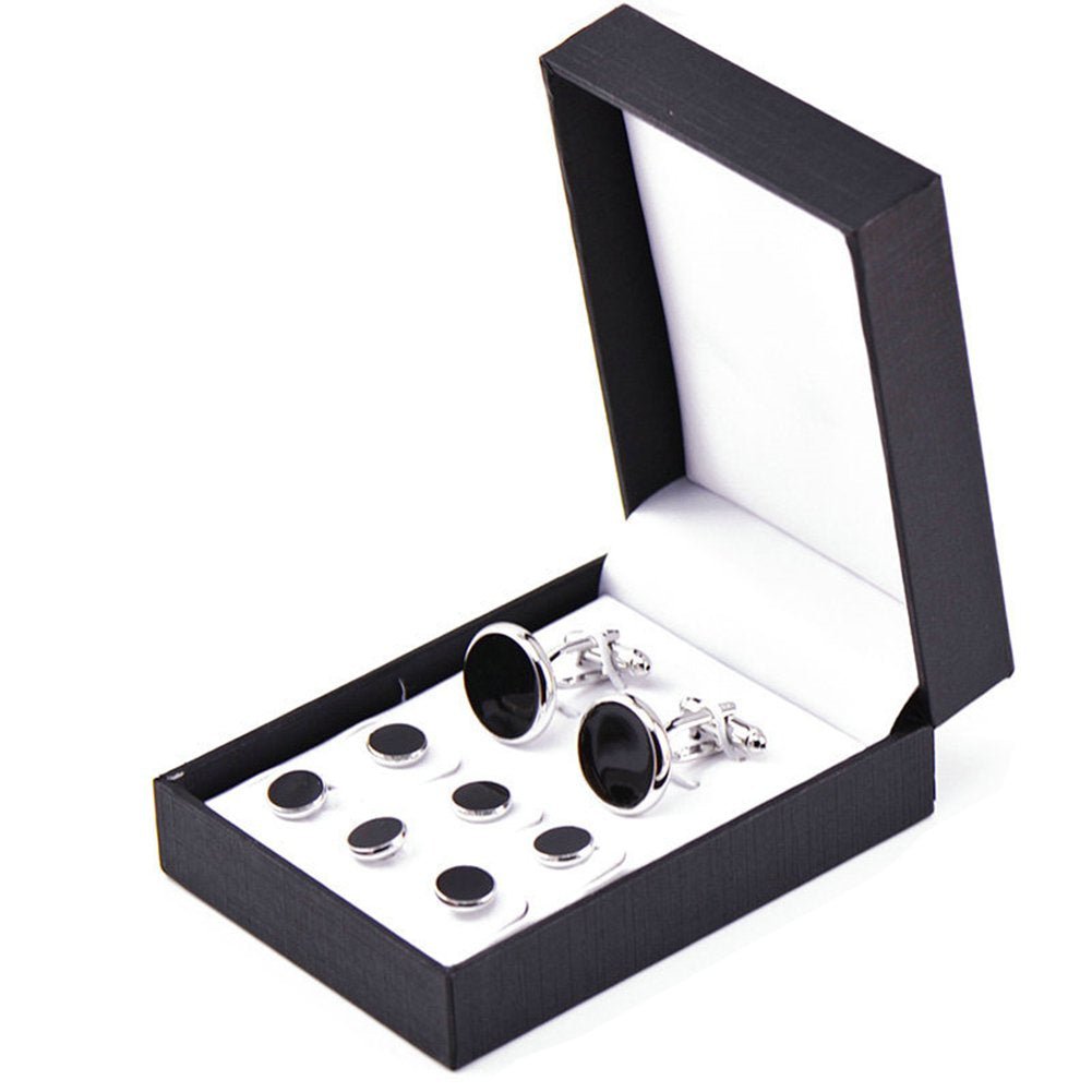 Zealmer 8pcs Tuxedo Shirts Studs and Cufflinks Set for Men Black - The One Stop Deals