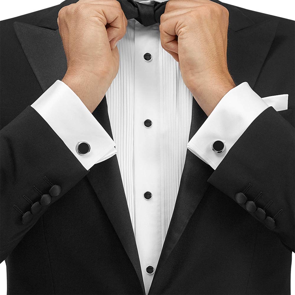 Zealmer 8pcs Tuxedo Shirts Studs and Cufflinks Set for Men Black - The One Stop Deals