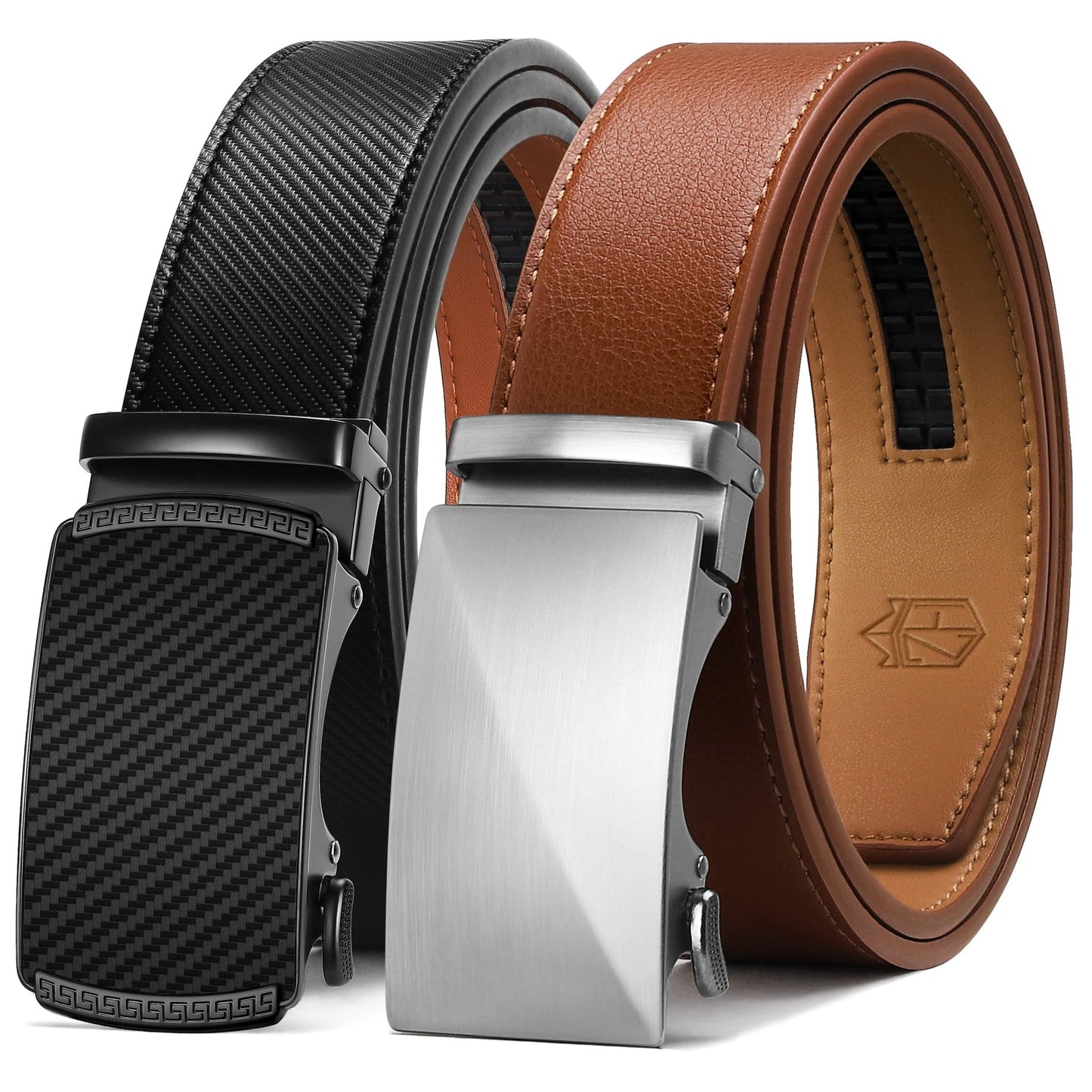 Zitahli Ratchet Belt for Men - 2 Packs Leather Mens belt For Gift Men Dress and Casual,Trim to Fit Size 34" - 48" - The One Stop Deals