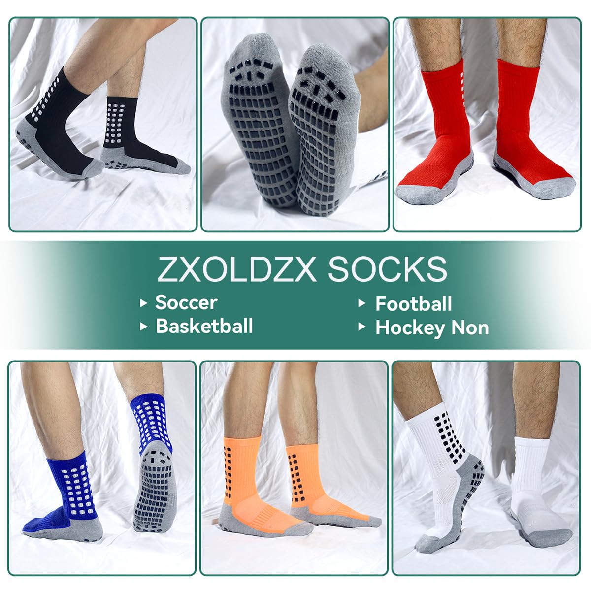 ZXOLDZX 2/4/6 Pairs Men's Soccer Socks Grip Pads Non Slip Football Baseball Soccer Socks for Men Women (2 Pairs/Black White) - The One Stop Deals